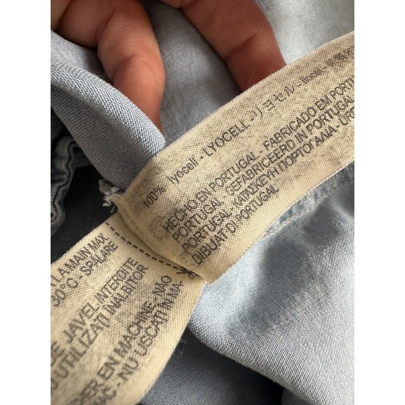 Zara mini Dress Blue Chambray Off The Shoulder Ruffled - Picture 9 of 9